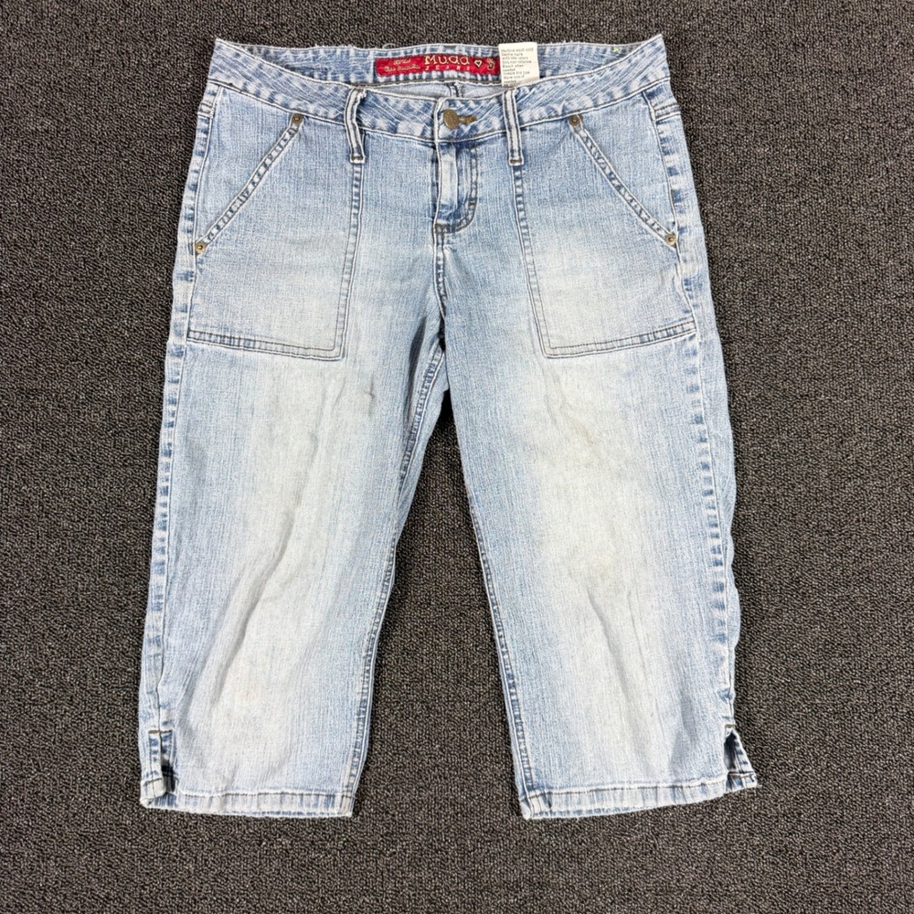 Vintage Mudd Jeans Denim Capris Women's Women's 9 Light Wash Y2K Patch Pockets